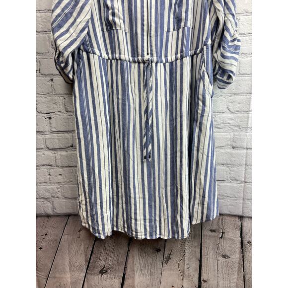 Torrid Blue & White Stripe Zip Front Drawstring Shirt Dress Size 1X - Picture 10 of 13